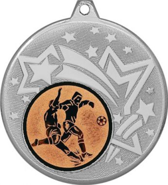 Медаль №74-27 (Футбол, диаметр 45 мм (Медаль цвет серебро плюс жетон для вклейки) Место для вставок: обратная сторона диаметр 39 мм)
