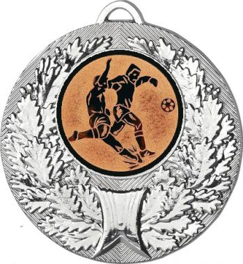Медаль №74-192 (Футбол, диаметр 50 мм (Медаль цвет серебро плюс жетон для вклейки) Место для вставок: обратная сторона диаметр 45 мм)