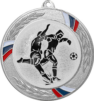 Медаль №74-1285 (Футбол, диаметр 70 мм (Медаль цвет серебро плюс жетон для вклейки) Место для вставок: обратная сторона диаметр 60 мм)
