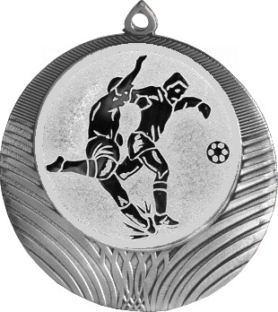 Медаль №74-8 (Футбол, диаметр 70 мм (Медаль цвет серебро плюс жетон для вклейки) Место для вставок: обратная сторона диаметр 64 мм)
