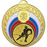 Медаль №75-196 (Хоккей, диаметр 50 мм (Медаль цвет золото плюс жетон для вклейки) Место для вставок: обратная сторона диаметр 45 мм)