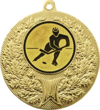 Медаль №75-192 (Хоккей, диаметр 50 мм (Медаль цвет золото плюс жетон для вклейки) Место для вставок: обратная сторона диаметр 45 мм)