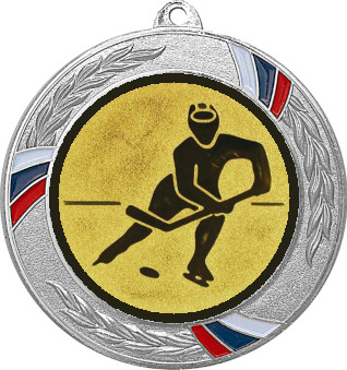 Медаль №75-1285 (Хоккей, диаметр 70 мм (Медаль цвет серебро плюс жетон для вклейки) Место для вставок: обратная сторона диаметр 60 мм)