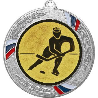 Медаль №75-1285 (Хоккей, диаметр 70 мм (Медаль цвет серебро плюс жетон для вклейки) Место для вставок: обратная сторона диаметр 60 мм)