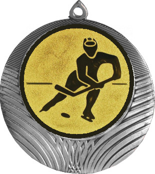 Медаль №75-1302 (Хоккей, диаметр 56 мм (Медаль цвет серебро плюс жетон для вклейки) Место для вставок: обратная сторона диаметр 50 мм)