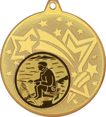 Медаль №76-27 (Рыболовство, диаметр 45 мм (Медаль цвет золото плюс жетон для вклейки) Место для вставок: обратная сторона диаметр 39 мм)