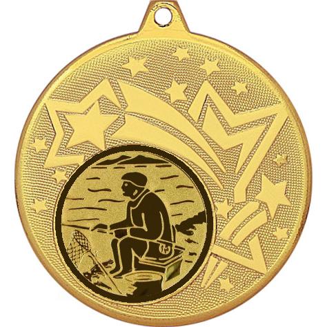 Медаль №76-1274 (Рыболовство, диаметр 45 мм (Медаль цвет золото плюс жетон для вклейки) Место для вставок: обратная сторона диаметр 40 мм)