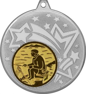 Медаль №76-27 (Рыболовство, диаметр 45 мм (Медаль цвет серебро плюс жетон для вклейки) Место для вставок: обратная сторона диаметр 39 мм)