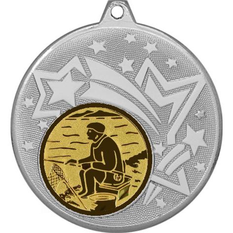 Медаль №76-1274 (Рыболовство, диаметр 45 мм (Медаль цвет серебро плюс жетон для вклейки) Место для вставок: обратная сторона диаметр 40 мм)