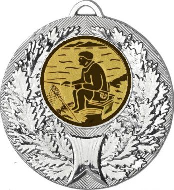 Медаль №76-192 (Рыболовство, диаметр 50 мм (Медаль цвет серебро плюс жетон для вклейки) Место для вставок: обратная сторона диаметр 45 мм)