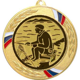 Медаль №76-1285 (Рыболовство, диаметр 70 мм (Медаль цвет золото плюс жетон для вклейки) Место для вставок: обратная сторона диаметр 60 мм)