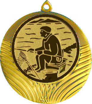 Медаль №76-8 (Рыболовство, диаметр 70 мм (Медаль цвет золото плюс жетон для вклейки) Место для вставок: обратная сторона диаметр 64 мм)