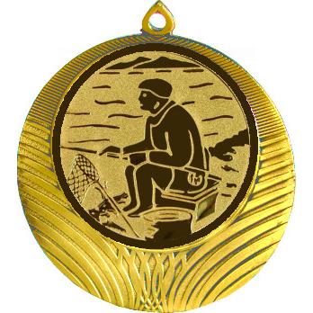 Медаль №76-1302 (Рыболовство, диаметр 56 мм (Медаль цвет золото плюс жетон для вклейки) Место для вставок: обратная сторона диаметр 50 мм)
