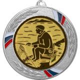 Медаль №76-1285 (Рыболовство, диаметр 70 мм (Медаль цвет серебро плюс жетон для вклейки) Место для вставок: обратная сторона диаметр 60 мм)