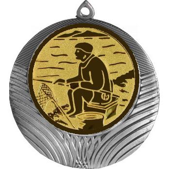 Медаль №76-8 (Рыболовство, диаметр 70 мм (Медаль цвет серебро плюс жетон для вклейки) Место для вставок: обратная сторона диаметр 64 мм)