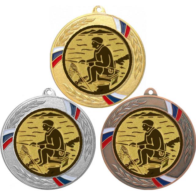 Комплект медалей №76-1285 (Рыболовство, диаметр 70 мм (Три медали плюс три жетона для вклейки) Место для вставок: обратная сторона диаметр 60 мм)