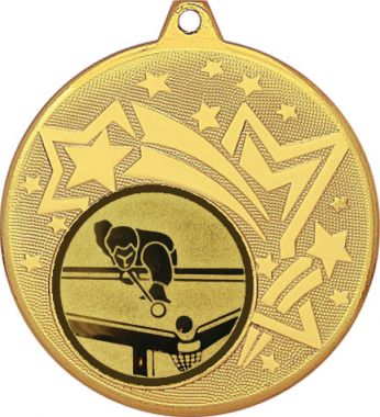 Медаль №77-1274 (Бильярд, диаметр 45 мм (Медаль цвет золото плюс жетон для вклейки) Место для вставок: обратная сторона диаметр 40 мм)