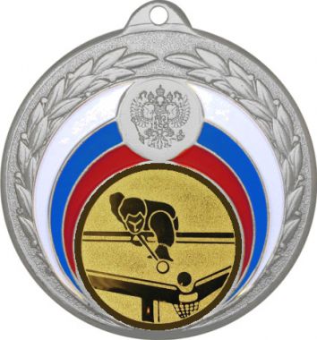 Медаль №77-196 (Бильярд, диаметр 50 мм (Медаль цвет серебро плюс жетон для вклейки) Место для вставок: обратная сторона диаметр 45 мм)