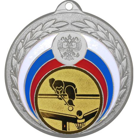 Медаль №77-196 (Бильярд, диаметр 50 мм (Медаль цвет серебро плюс жетон для вклейки) Место для вставок: обратная сторона диаметр 45 мм)