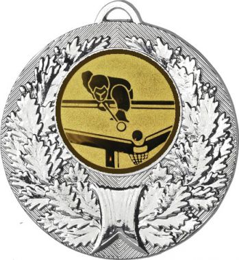 Медаль №77-192 (Бильярд, диаметр 50 мм (Медаль цвет серебро плюс жетон для вклейки) Место для вставок: обратная сторона диаметр 45 мм)