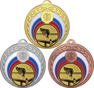 Комплект медалей №77-196 (Бильярд, диаметр 50 мм (Три медали плюс три жетона для вклейки) Место для вставок: обратная сторона диаметр 45 мм)