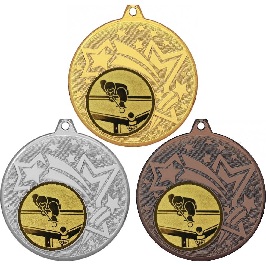 Комплект медалей №77-1274 (Бильярд, диаметр 45 мм (Три медали плюс три жетона для вклейки) Место для вставок: обратная сторона диаметр 40 мм)