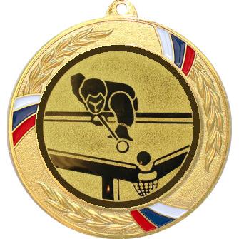 Медаль №77-1285 (Бильярд, диаметр 70 мм (Медаль цвет золото плюс жетон для вклейки) Место для вставок: обратная сторона диаметр 60 мм)
