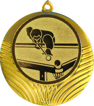 Медаль №77-8 (Бильярд, диаметр 70 мм (Медаль цвет золото плюс жетон для вклейки) Место для вставок: обратная сторона диаметр 64 мм)