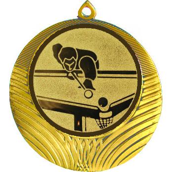 Медаль №77-1302 (Бильярд, диаметр 56 мм (Медаль цвет золото плюс жетон для вклейки) Место для вставок: обратная сторона диаметр 50 мм)