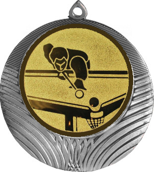 Медаль №77-1302 (Бильярд, диаметр 56 мм (Медаль цвет серебро плюс жетон для вклейки) Место для вставок: обратная сторона диаметр 50 мм)