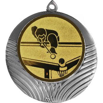 Медаль №77-8 (Бильярд, диаметр 70 мм (Медаль цвет серебро плюс жетон для вклейки) Место для вставок: обратная сторона диаметр 64 мм)