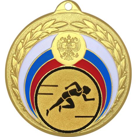 Медаль №78-196 (Лёгкая атлетика, диаметр 50 мм (Медаль цвет золото плюс жетон для вклейки) Место для вставок: обратная сторона диаметр 45 мм)