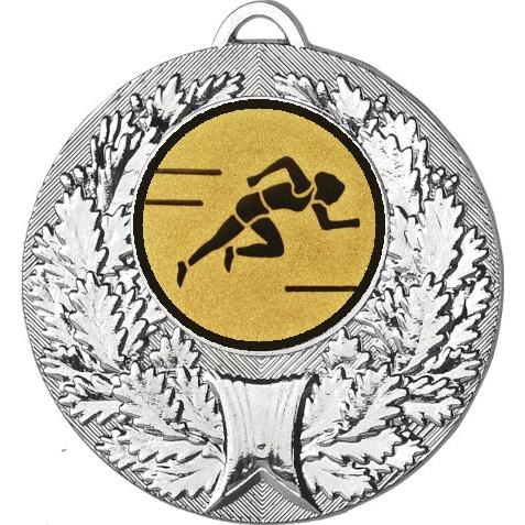 Медаль №78-192 (Лёгкая атлетика, диаметр 50 мм (Медаль цвет серебро плюс жетон для вклейки) Место для вставок: обратная сторона диаметр 45 мм)