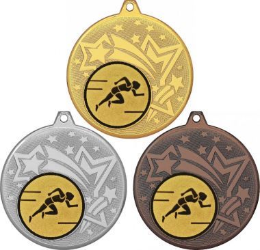 Комплект медалей №78-27 (Легкая атлетика, диаметр 45 мм (Три медали плюс три жетона для вклейки) Место для вставок: обратная сторона диаметр 39 мм)