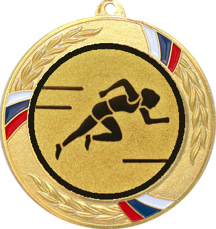 Медаль №78-1285 (Легкая атлетика, диаметр 70 мм (Медаль цвет золото плюс жетон для вклейки) Место для вставок: обратная сторона диаметр 60 мм)