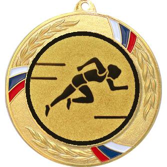 Медаль №78-1285 (Лёгкая атлетика, диаметр 70 мм (Медаль цвет золото плюс жетон для вклейки) Место для вставок: обратная сторона диаметр 60 мм)