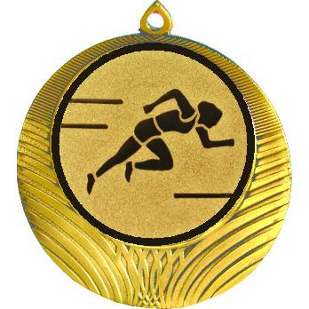 Медаль №78-8 (Легкая атлетика, диаметр 70 мм (Медаль цвет золото плюс жетон для вклейки) Место для вставок: обратная сторона диаметр 64 мм)