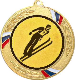 Медаль №80-1285 (Прыжки с трамплина, диаметр 70 мм (Медаль цвет золото плюс жетон для вклейки) Место для вставок: обратная сторона диаметр 60 мм)