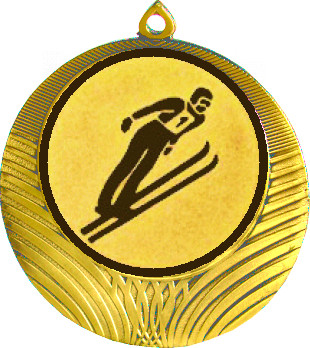 Медаль №80-8 (Прыжки с трамплина, диаметр 70 мм (Медаль цвет золото плюс жетон для вклейки) Место для вставок: обратная сторона диаметр 64 мм)