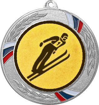 Медаль №80-1285 (Прыжки с трамплина, диаметр 70 мм (Медаль цвет серебро плюс жетон для вклейки) Место для вставок: обратная сторона диаметр 60 мм)