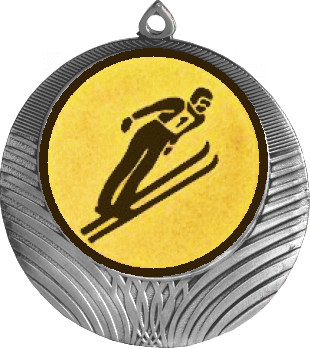 Медаль №80-1302 (Прыжки с трамплина, диаметр 56 мм (Медаль цвет серебро плюс жетон для вклейки) Место для вставок: обратная сторона диаметр 50 мм)