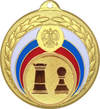 Медаль №812-196 (Шахматы, диаметр 50 мм (Медаль цвет золото плюс жетон для вклейки) Место для вставок: обратная сторона диаметр 45 мм)