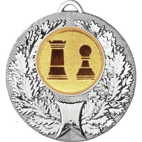Медаль №812-192 (Шахматы, диаметр 50 мм (Медаль цвет серебро плюс жетон для вклейки) Место для вставок: обратная сторона диаметр 45 мм)