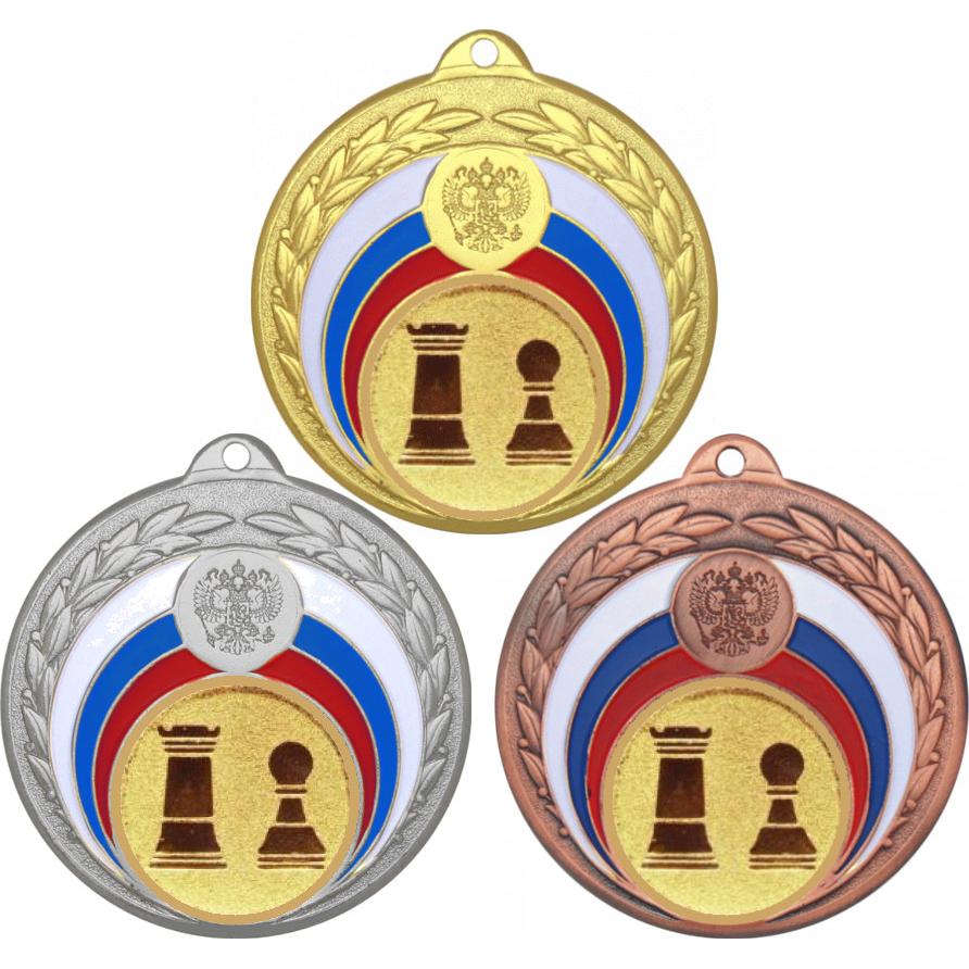 Комплект медалей №812-196 (Шахматы, диаметр 50 мм (Три медали плюс три жетона для вклейки) Место для вставок: обратная сторона диаметр 45 мм)