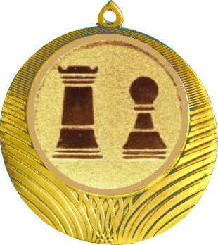Медаль №812-8 (Шахматы, диаметр 70 мм (Медаль цвет золото плюс жетон для вклейки) Место для вставок: обратная сторона диаметр 64 мм)