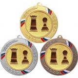 Комплект медалей №812-1285 (Шахматы, диаметр 70 мм (Три медали плюс три жетона для вклейки) Место для вставок: обратная сторона диаметр 60 мм)