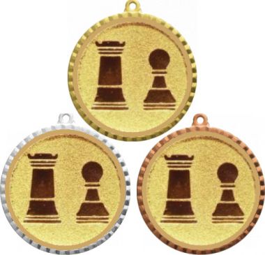 Комплект медалей №812-8 (Шахматы, диаметр 70 мм (Три медали плюс три жетона для вклейки) Место для вставок: обратная сторона диаметр 64 мм)