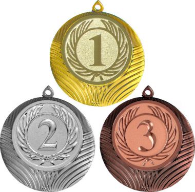 Комплект медалей №9-8 (1, 2, 3 место, диаметр 70 мм (Три медали плюс три жетона для вклейки) Место для вставок: обратная сторона диаметр 64 мм)