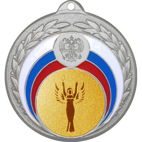 Медаль №90-196 (Ника, диаметр 50 мм (Медаль цвет серебро плюс жетон для вклейки) Место для вставок: обратная сторона диаметр 45 мм)