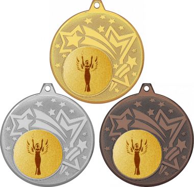 Комплект медалей №90-27 (Оскар / Ника, диаметр 45 мм (Три медали плюс три жетона для вклейки) Место для вставок: обратная сторона диаметр 39 мм)